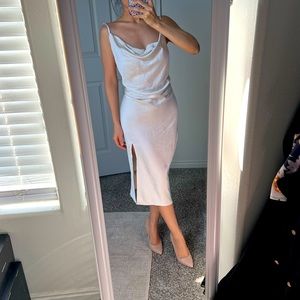Beautiful cream, satin, Cowell neck dress